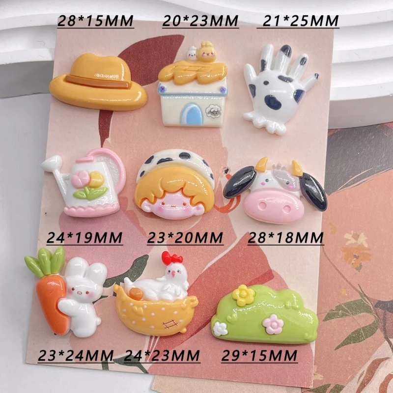 Kawaii Animal Farm Series Flatback Cabochons Jewelry Charms Patch DIY Scrapbooking For Phone Headwear Decoration Accessories