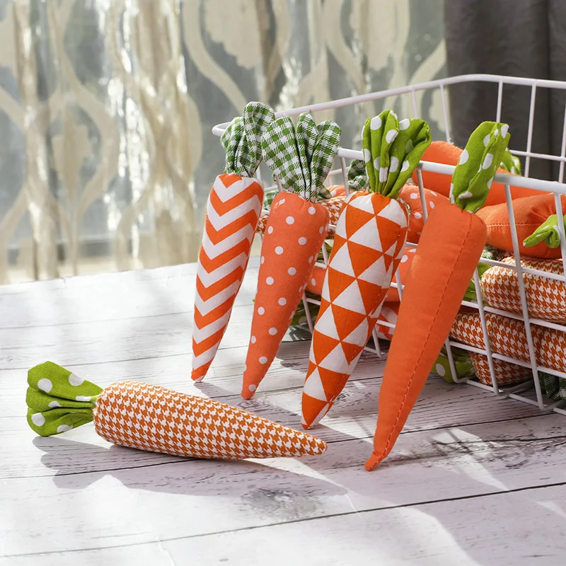 Simulated Fabric Easter Carrot Ornaments Artificial Vegetables Carrots Home Decors Easter Party Photo Props Kid Birthday Decors