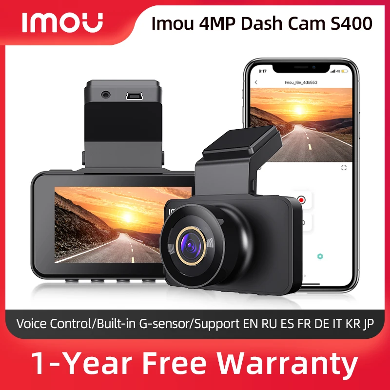 

IMOU S400 Dash Cam 4MP Car DVR Video Recorder Night Vision Voice Control Smart Parking Monitor Wifi Car Dashcam Video Recorder