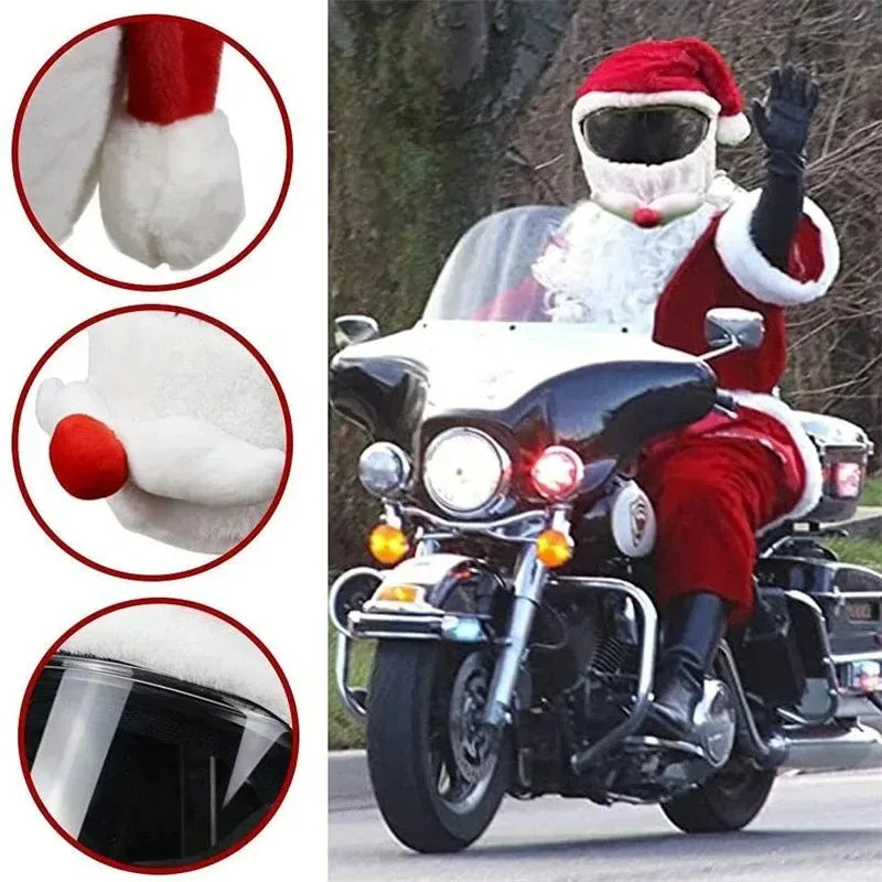 

Santa Cycling Helmet Christmas Motorcycle Helmet Cover Full Face Safe Hat Santa Claus Racing Cap Merry Christmas Decoration Gift