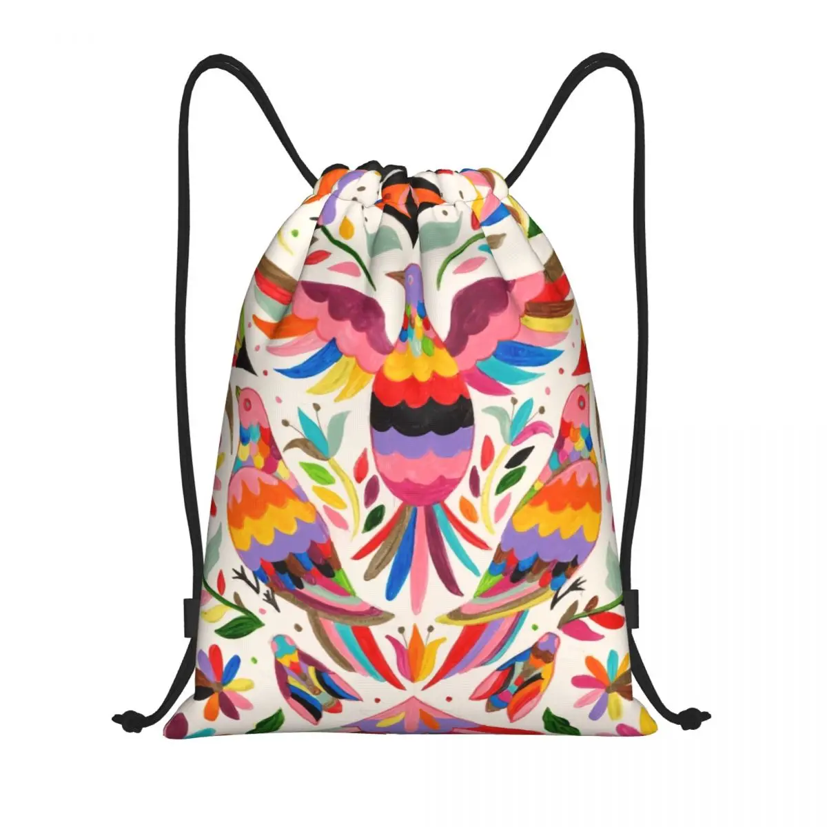 Mochila com cordão para homens e mulheres, Mexican Otomi Birds, Gym Sport Sackpack, Floral Flores Portáteis, Saco de Treino México