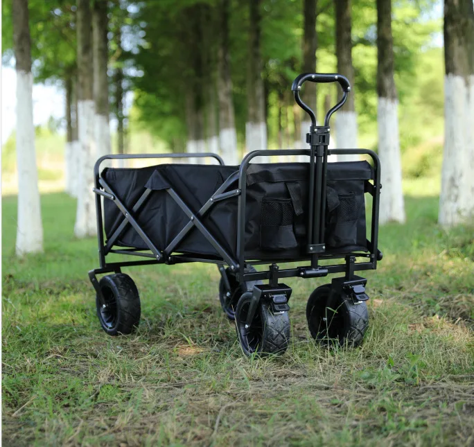 Outdoor off-road camping cart shopping folding trolley home pulling tools cart 5 inch ground camping cart