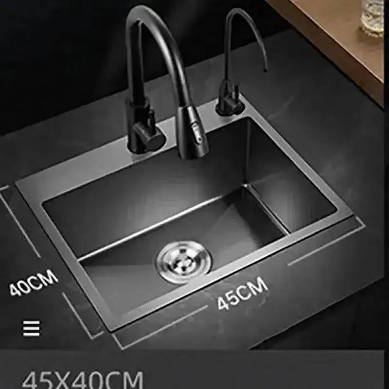 

Black Sink 304 washing Large Kitchen Home Sinks Stainless Steel Single Bowl Sinks Over Under counter Basin Kitchen Accessories