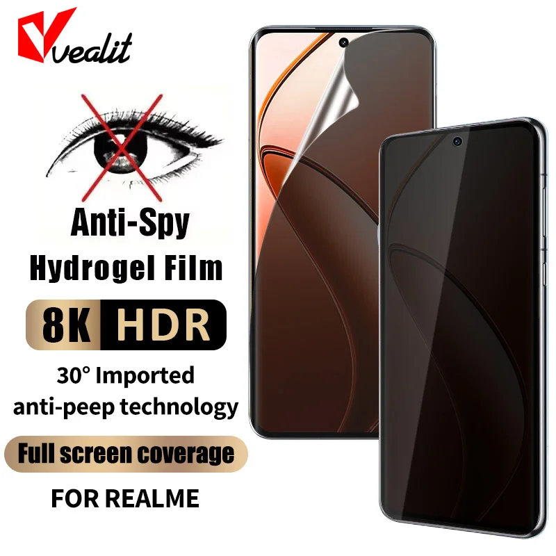 

Soft Anti-spy Hydrogel Film For Realme 12 11 10 Pro Plus Full Curved Privacy Screen Protector For Realme GT5 Pro Not Glass