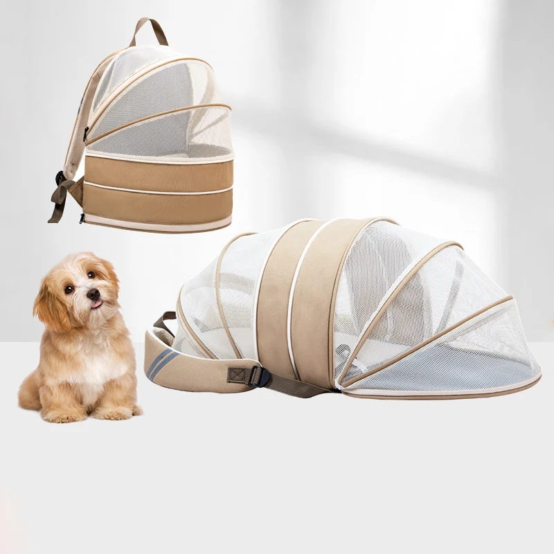 

Breathable Expandable Pet Backpack for Cats & Dogs Convertible Carrier with Ventilation Hands-Free Travel Bag & Portable Pet Bed