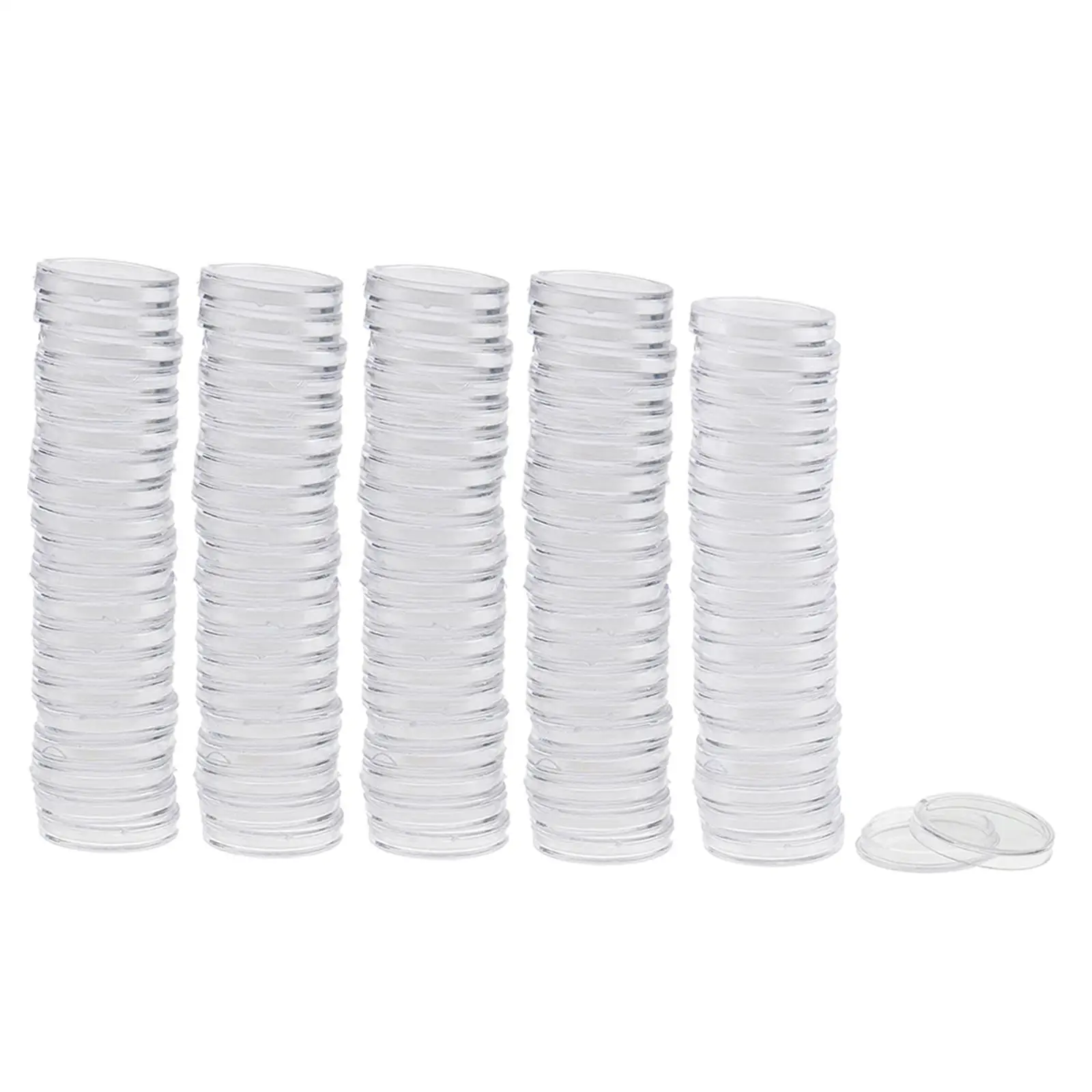 2x100pcs 37mm Clear Plastic Coin Containers Storage Holder Box