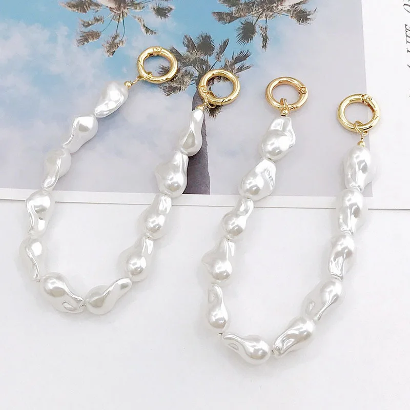 Korea Irregular Pearl Beaded Mobile Phone Chain For women Girls Handbag Belt strap ABS DIY replacement Handle Bag Accessories