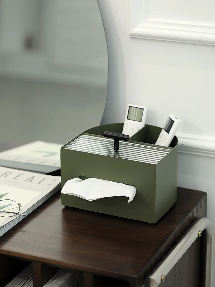

Ahunderjiaz-Multifunctional Tissue Box, Dark Green, Light Luxury Style, Living Room Storage Baskets, Desktop, Home Decoration