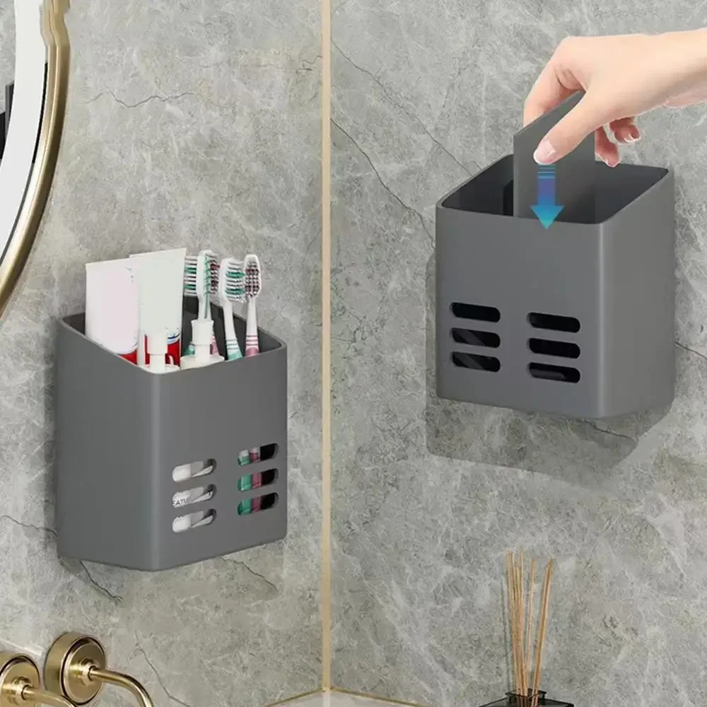 Kitchen Chopsticks Storage Rack Bathroom Shelf Wall Mounted  No Drill Shelves Toothbrush Toothpaste Hair Comb Organizers
