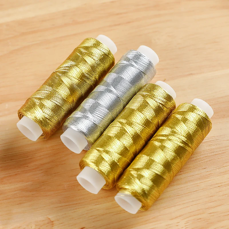 200 Yarns Handmade DIY Patchwork Household Sewing Machine Sewing Thread Embroidery Thread Gold Silver Thread TJ9757