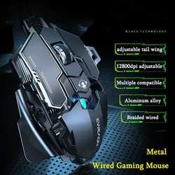 Mechanical Metal Gaming Mouse Wired Ergonomic RGB Backlit Game Mouse 12800 DPI Optical USB Mause Computer Mouse For Desktop PC