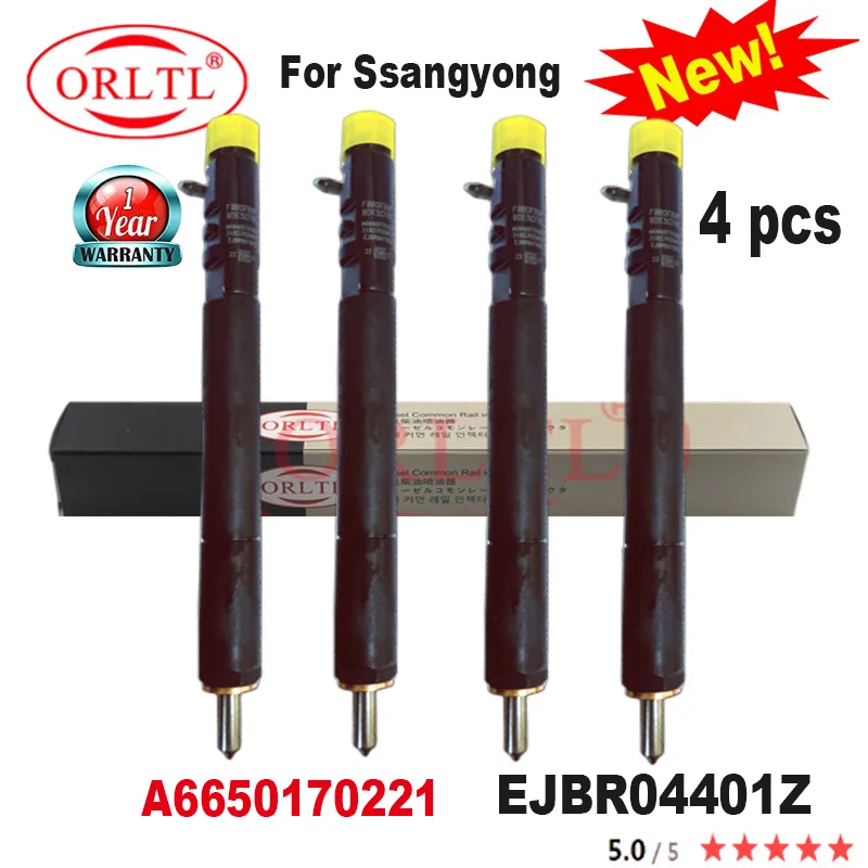 4PCS Diesel Injecor A6650170221 EJBR04401Z INJECTOR 6650170221 FOR SSANGYONG Kyron Rexton Rodius Stavic Euro4