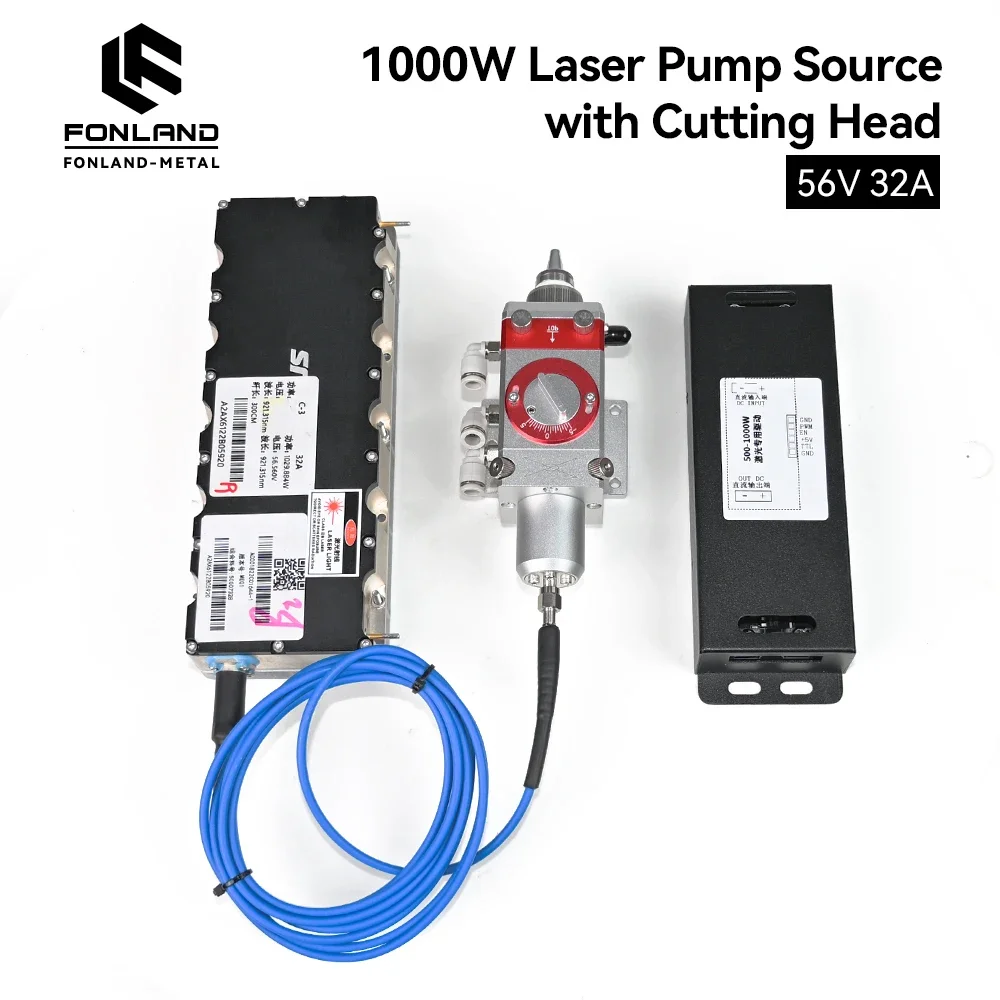 Raycus 1000W Modified Laser Pump Source 3rd‑Gen With SMA905 Fiber Laser Cutting Head Full set For DIY Cutting Metal
