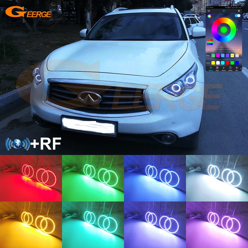 For Infiniti FX FX30 FX35 FX37 FX50 QX70 2009 2010 - 2016 2017 Bluetooth APP Multi-Color Ultra Bright RGB LED Angel Eyes Kit