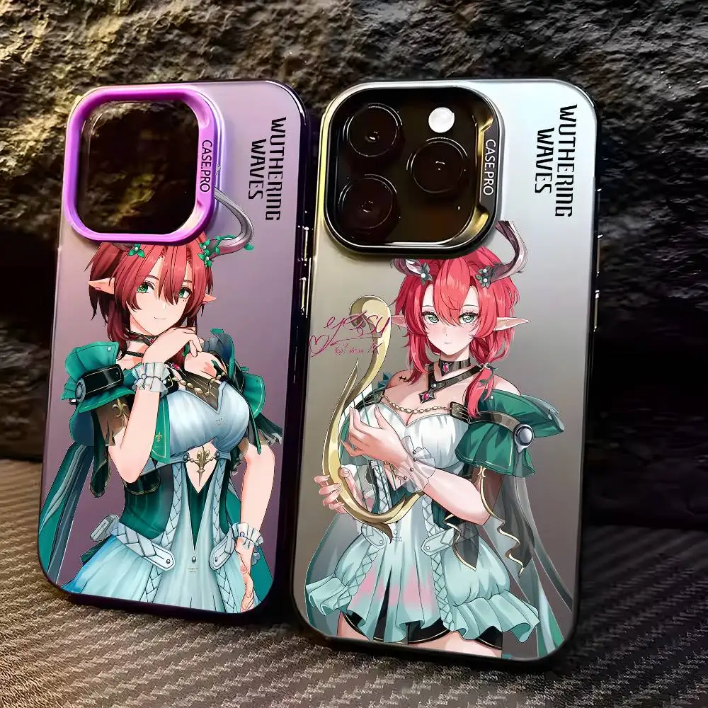 

Ciaccona Wuthering Wave Sexy Phone Case For IPhone 16 15 14 13 12 11 Plus Pro Max Multicolor Aurora Laser Shockproof Funda Cover