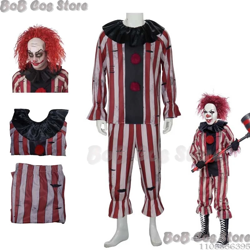 Halloween Horror Scary Clown Nightmere Party Creepy Killer Clown Cosplay Costume Red Wig Party Carnival Women Masquerade Outfit