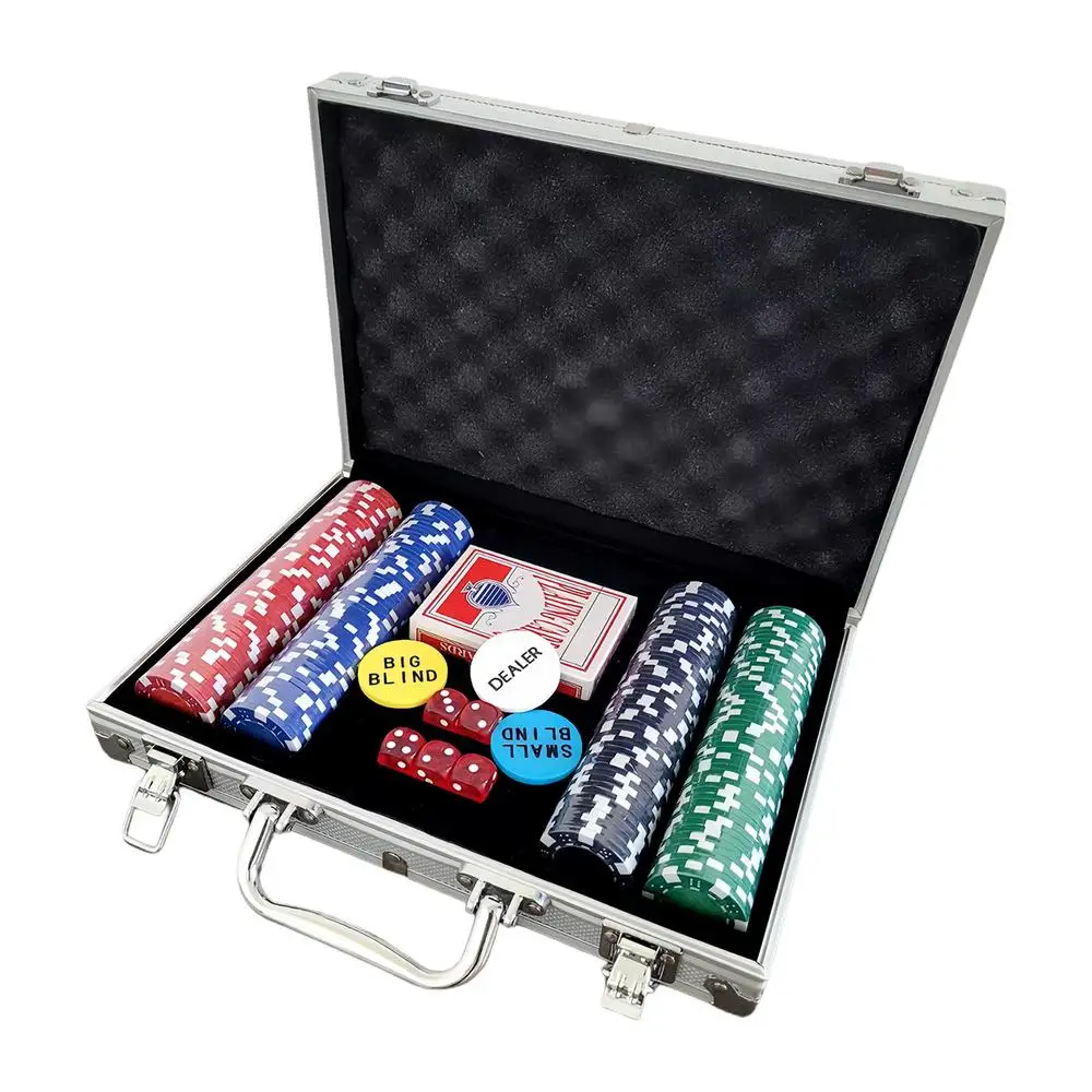 200 stuks pokerchips pokerchipset professionele Texas Casino Europese pokerchips set speelkaarten spelaccessoires