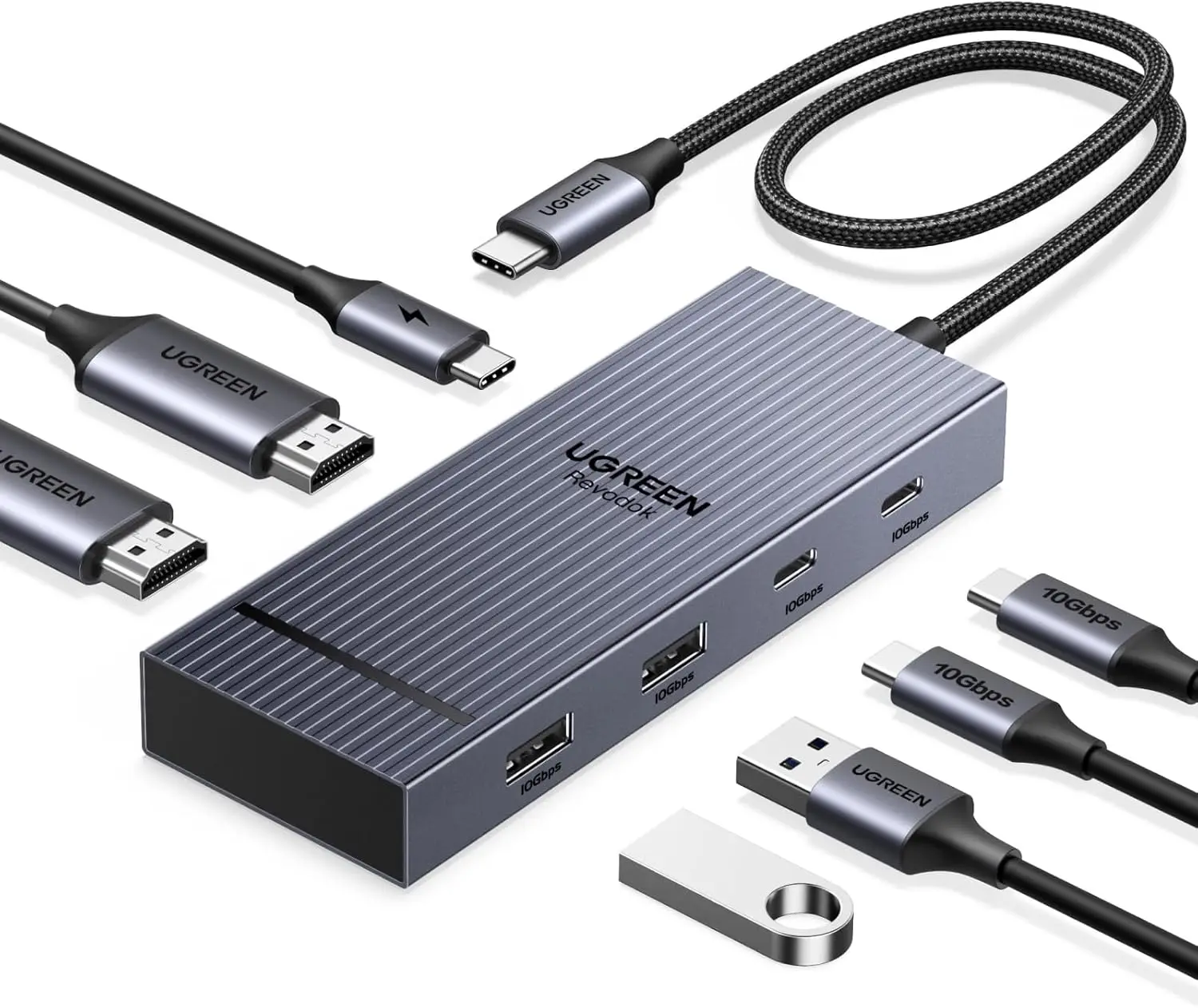 

Многофункциональная док-станция USB-C 7-в-1 с двумя портами HDMI 4K, портами 10Gbps и поддержкой PD 100W для ноутбуков
