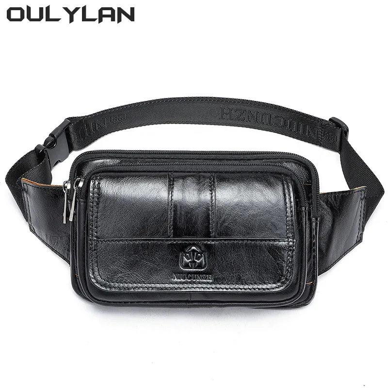 Luxury Brand Genuine leather Waist Bag Men Fanny Pack Chest Bag Male Casual Belt Bags Sling Crossbody Bum Bag Belly Waist Packs