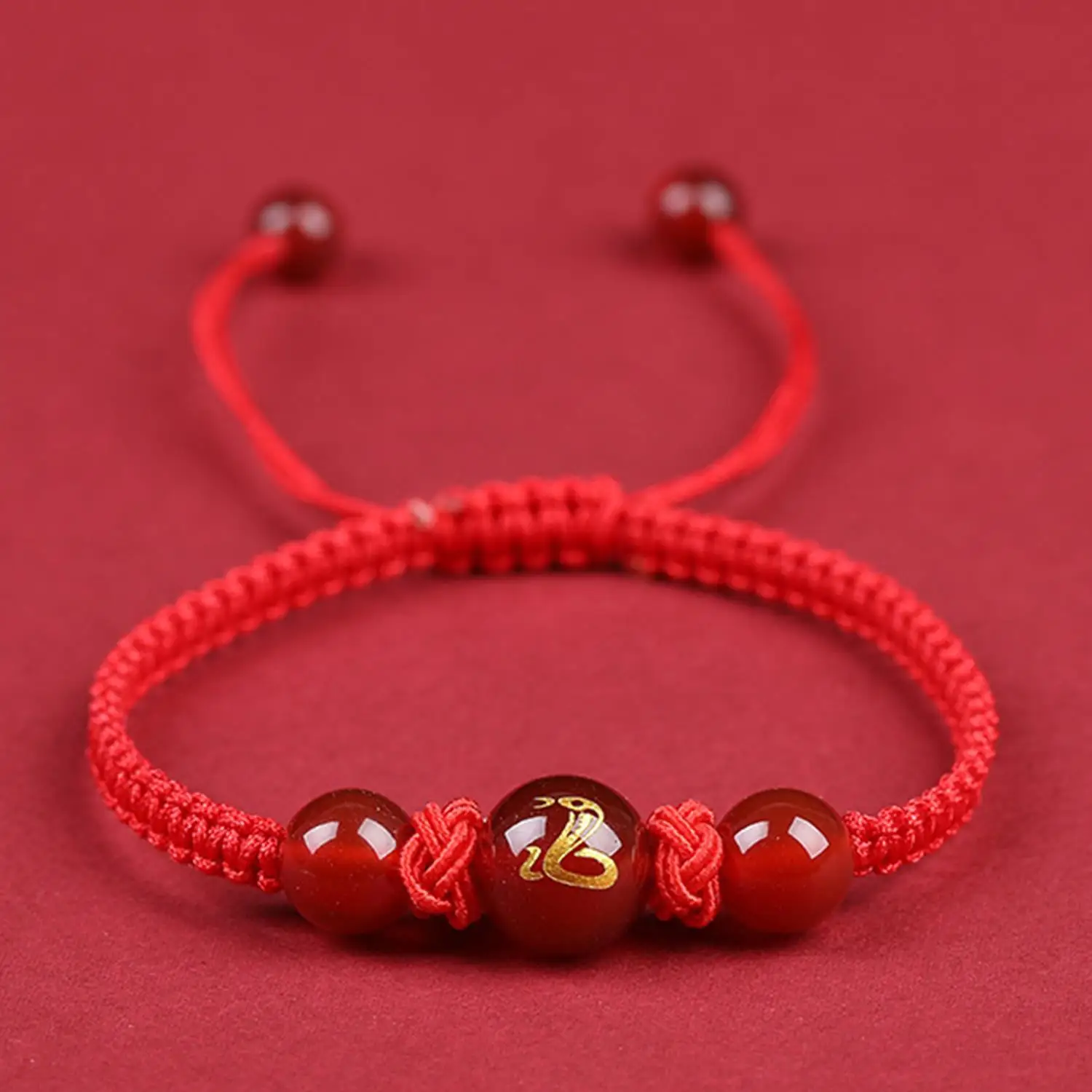 Chinese Zodiac Snake Bracelet 2025 New Year Lucky Red Rope Bracelet Zodiac Signs Beaded Bracelet Fashion Jewelry Gift Women Men