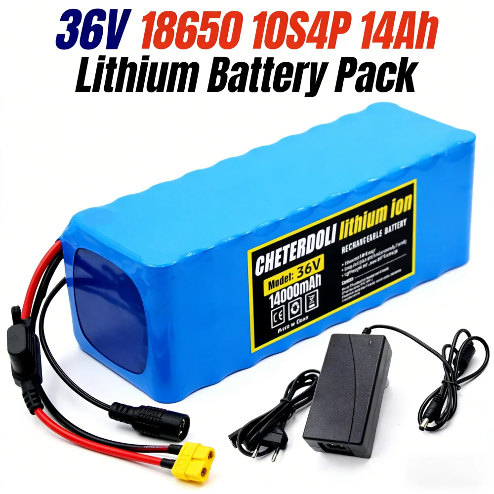 36V 14Ah battery 18650 10S4P 500W lithium-ion battery 42V 14000mAh with BMS Protection+2A Charger