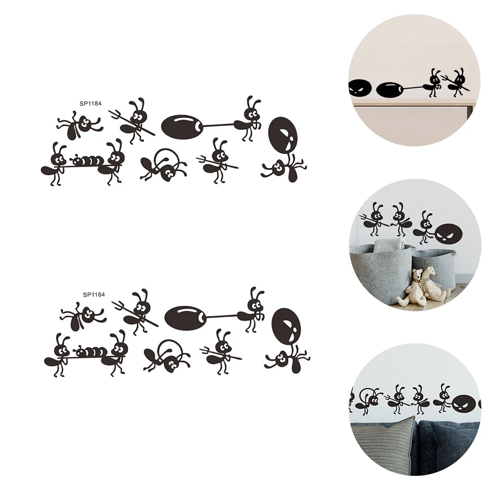 

2 Sheets Ants Moving Sticker Decorative for Home Removable Cartoon Decal Pvc Room Decorations Kids