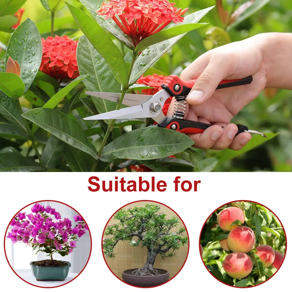 Garden Pruning Shear Stainless Steel Scissors Gardening Plant Scissor Branch Hands Pruner Trimmer Tool for Tree/Flowers Trimming