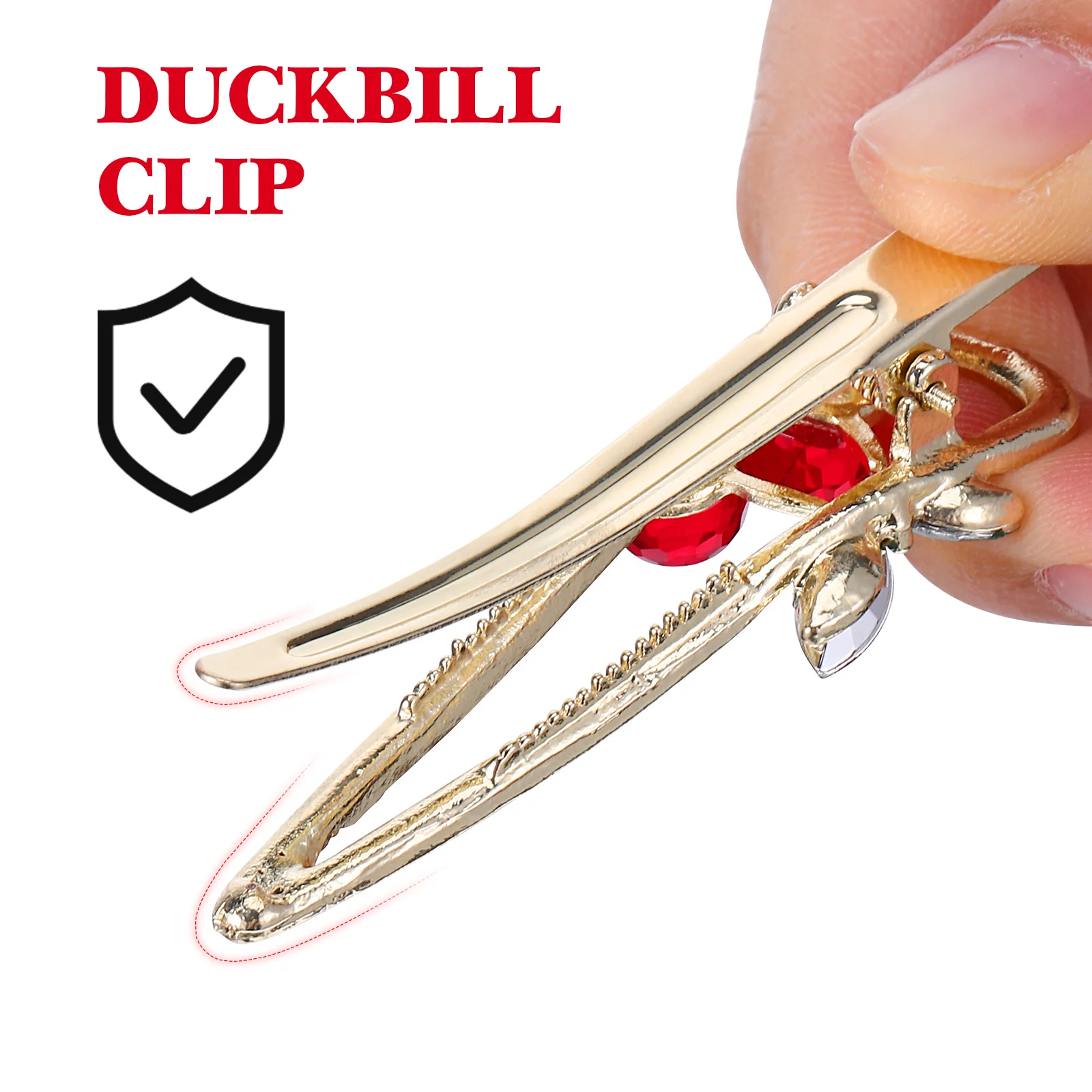 

2pcs Cherry Hair Clip 2.48X0.79X0.39In Rhinestone Duckbill Barrette Fruit Hairpins For Bangs Clip Party Festival Hair