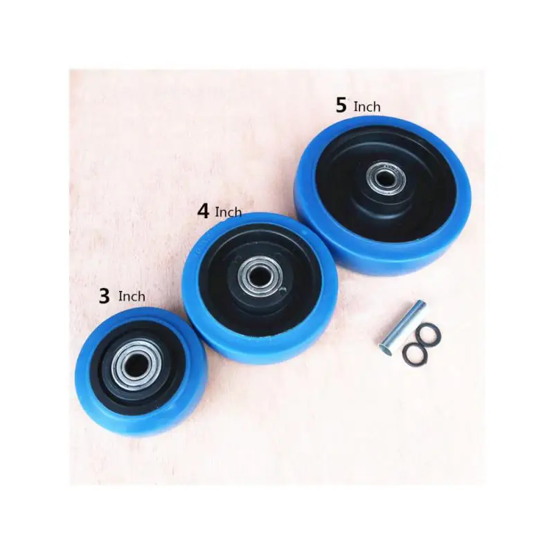 1 Pcs 5 Inch Caster Medium  Blue Elastic Wheel Single Mute Flat Trolley