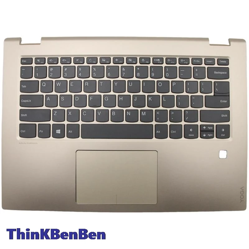 

US English Keyboard Golden Upper Case Palmrest Shell Cover For Lenovo Ideapad Yoga 520 14 14IKB Flex 5 1470 5CB0N67481