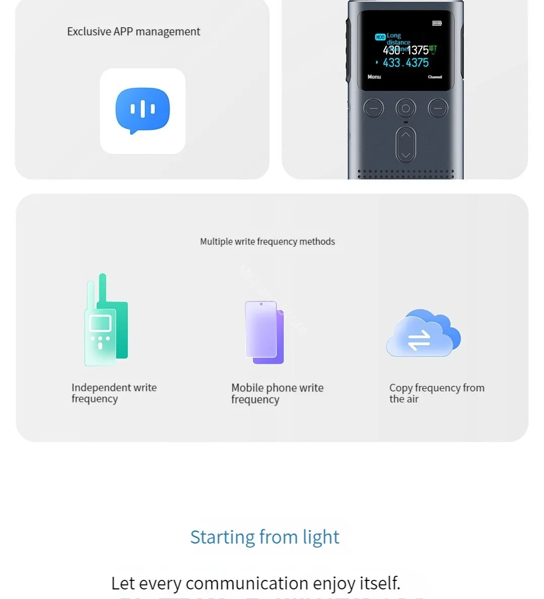 Walkie Talkie MIJIA 2S con Pantalla a Color de 1.77'', Potencia de 4W, 120 Horas de Autonomía, Modo Dual, Distancia de L