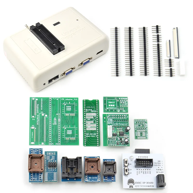 Imagem -06 - Programação Chip Test Clip Programador Universal Emmc-nand Flash Personalizado Emmc Isp Board 11 Adaptadores 2023 Rt809h Alta