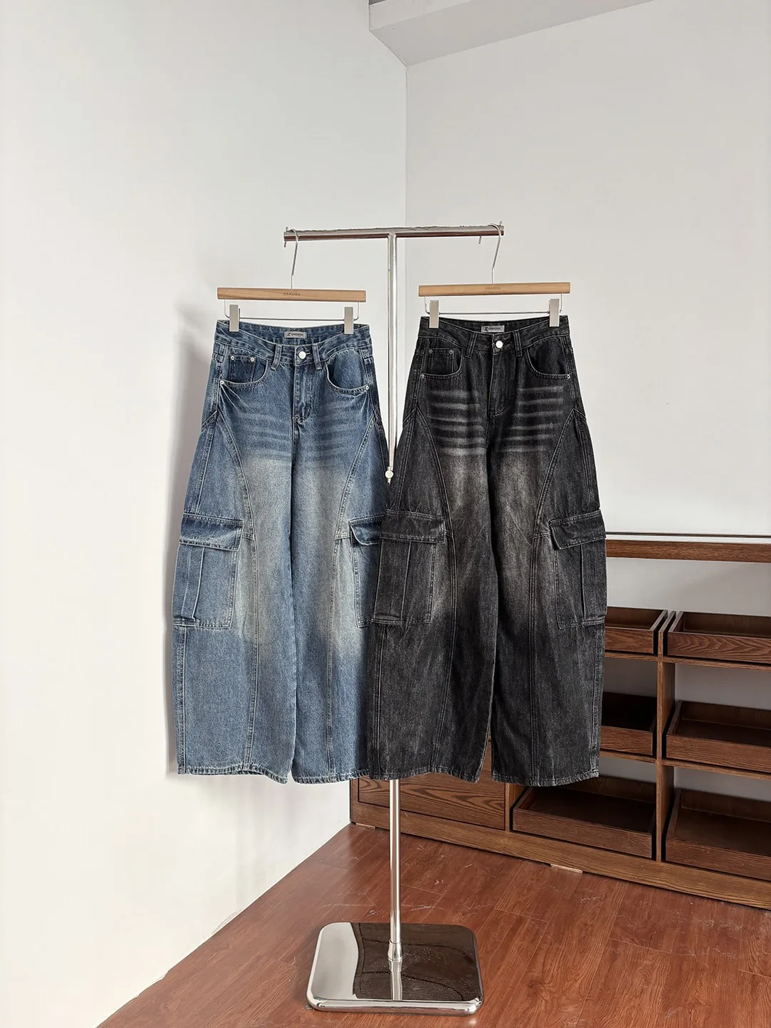 

High Waist Wide Leg American Style Women's Jeans Spring 2026 Multi Pocket Loose Fit Knife Pants Versatile Casual Trousers