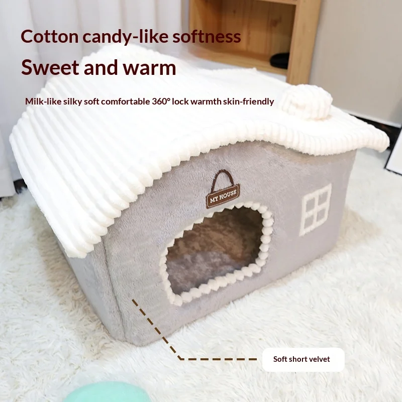 Cama nido acolchada para gatos y perros pequeños, tapete lavable