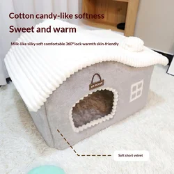 Cama nido acolchada para gatos y perros pequeños, tapete lavable