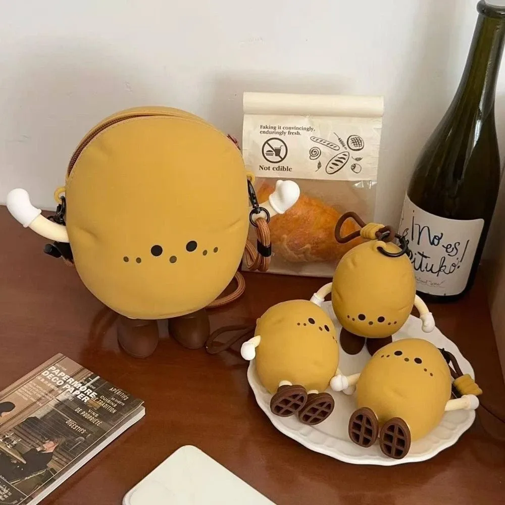 Cute Portable Potato Phone Bag with Zipper Soft Vegetable Coin Purse Crossbody Bag Creative Mini Earphone Bag Small Items