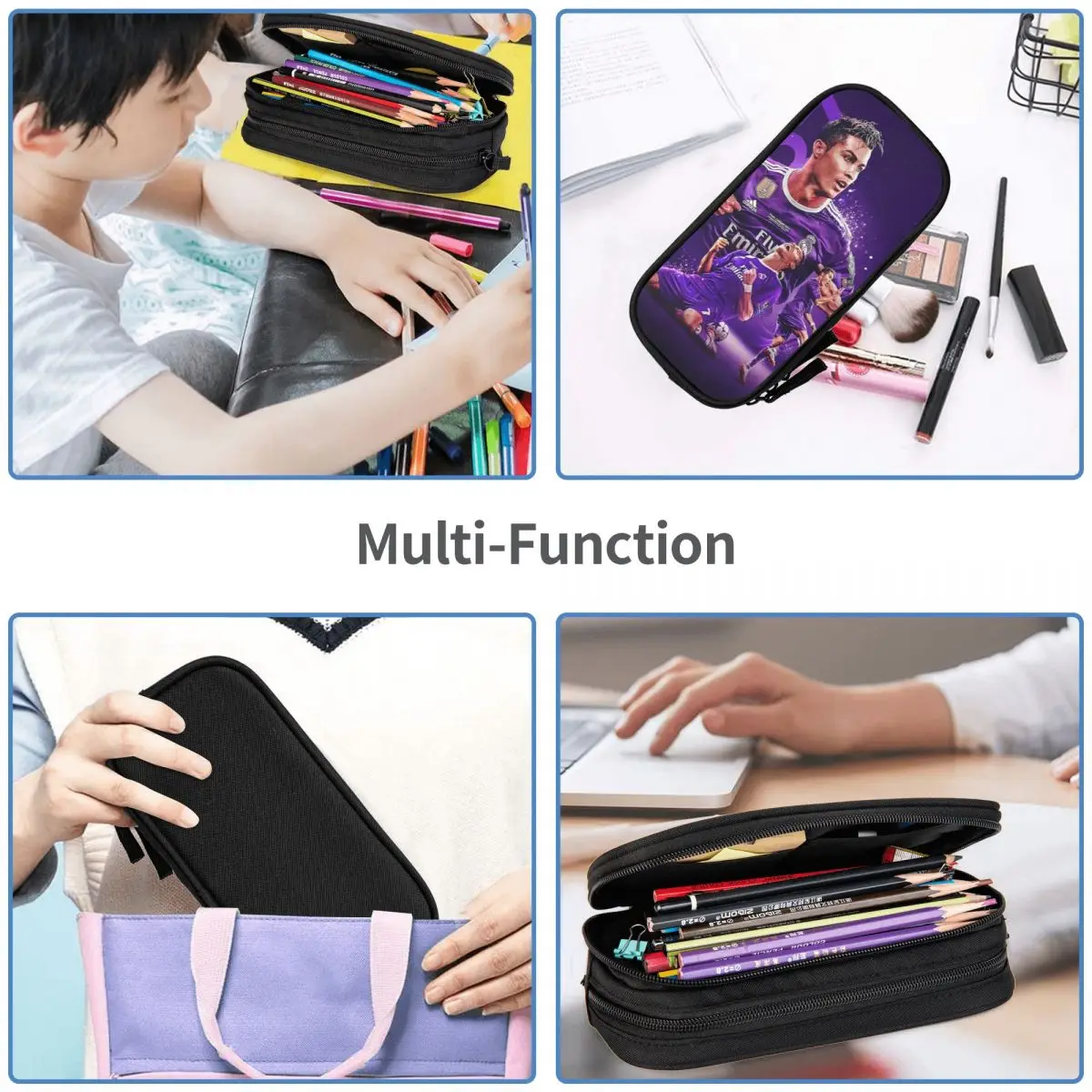 Cr7 Football Soccer Cristianos Pencil Cases Fashion Cr7 Pen Bag Student Big Capacity School Supplies Gifts Pencil Pouch