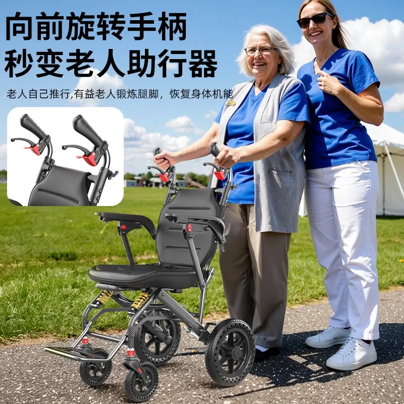 Lightweight Folding Travel Wheelchair Portable Small Trolley for Elderly Scooter