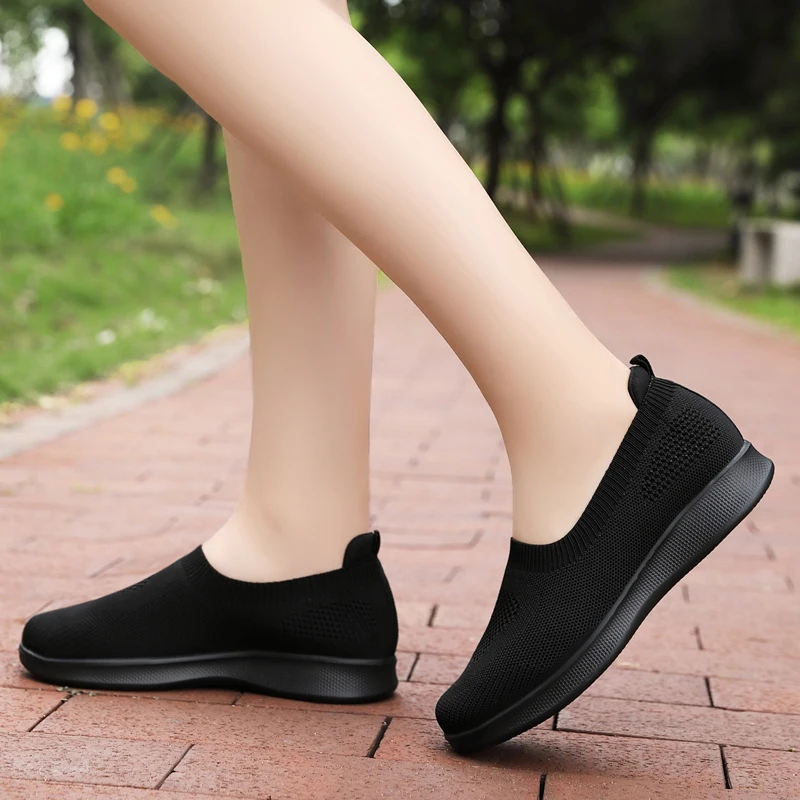 New Mesh Breathable Sneakers Women Breathable Light Slip on Flat Casual Shoes Ladies Loafers