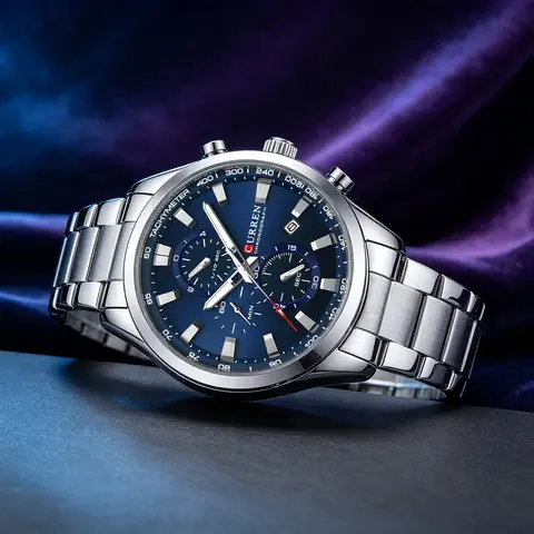 CURREN Brand Pilot Multifunction Chronograph Watches Men Quartz Watch 3TAM Sports Waterproof Hardlex Glass Watch for Men