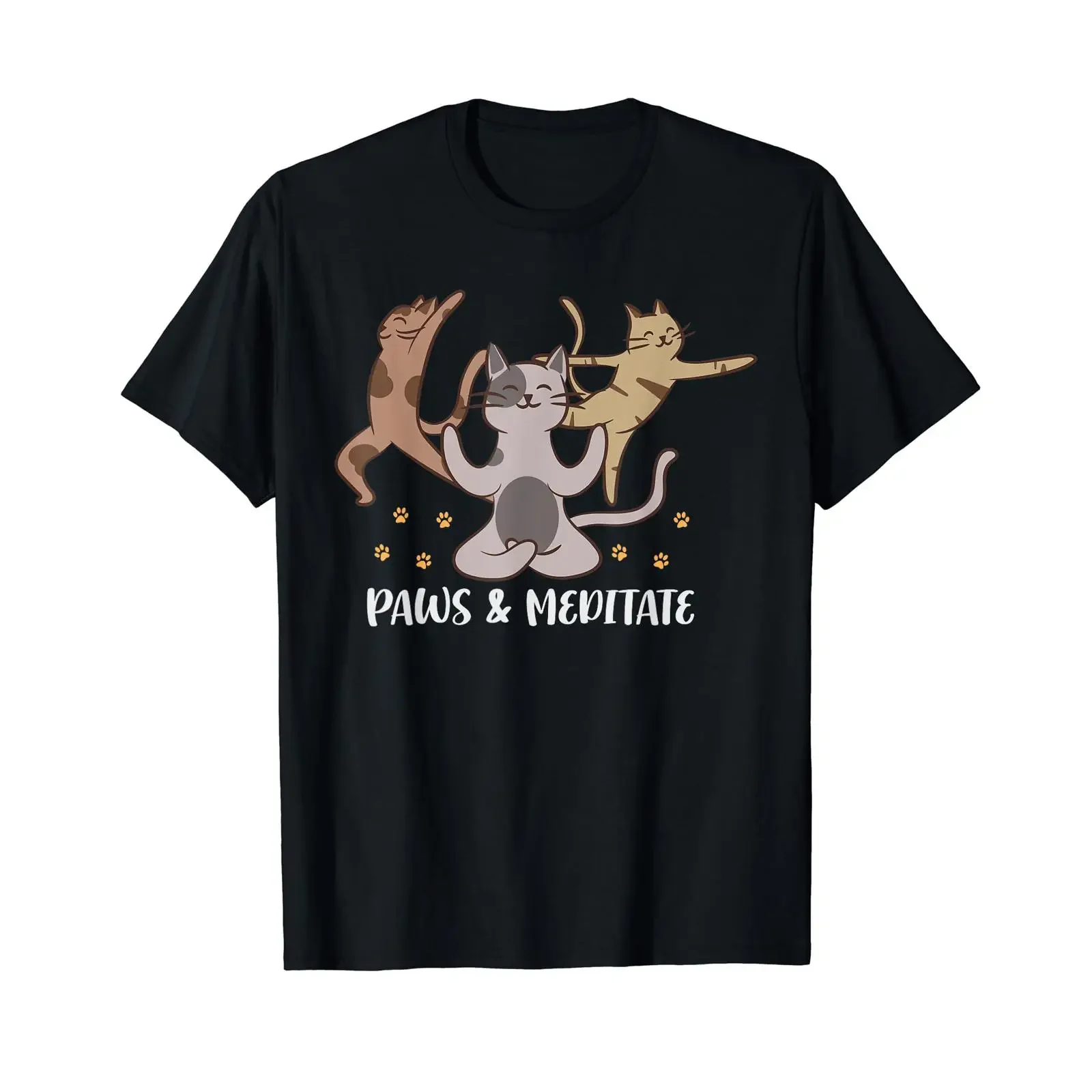 Paws Meditate Cat Yoga Instructor T Shirt for Kids vintage Washed Stretched designer clothes Breathable Soft Unisex graphic