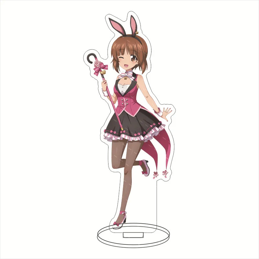 Figurines d'anime GIRLS und PANZER, support acrylique, plaque modèle, décor de bureau debout, Nishizumi ata ho Saori, Takebe Isuzu Hana Cosplay, 15cm