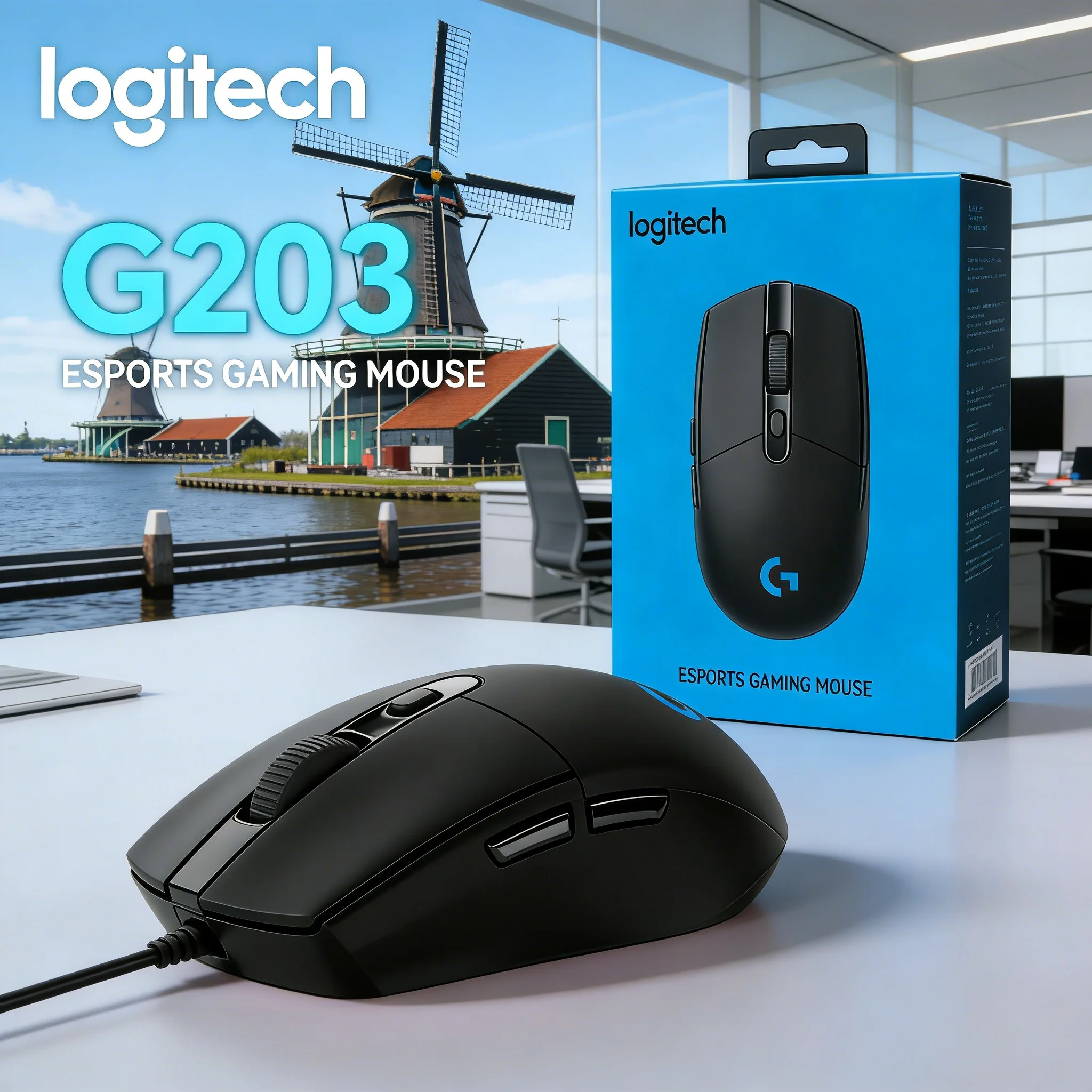 

Игровая мышь Logitech G203 с проводным подключением: RGB-подсветка, регулируемое разрешение 8K DPI, 6 кнопок, частота опроса 1000 Гц, легкий вес 85 г, высокая производительность.