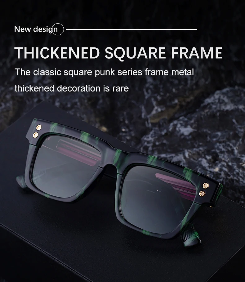 Polarisierte quadratische Steampunk-Sonnenbrille für Herren 2026 – Luxusmarke, Vintage, Oversized, für Outdoor und Autofahren, klassische Herrenbrille – Detail 2
