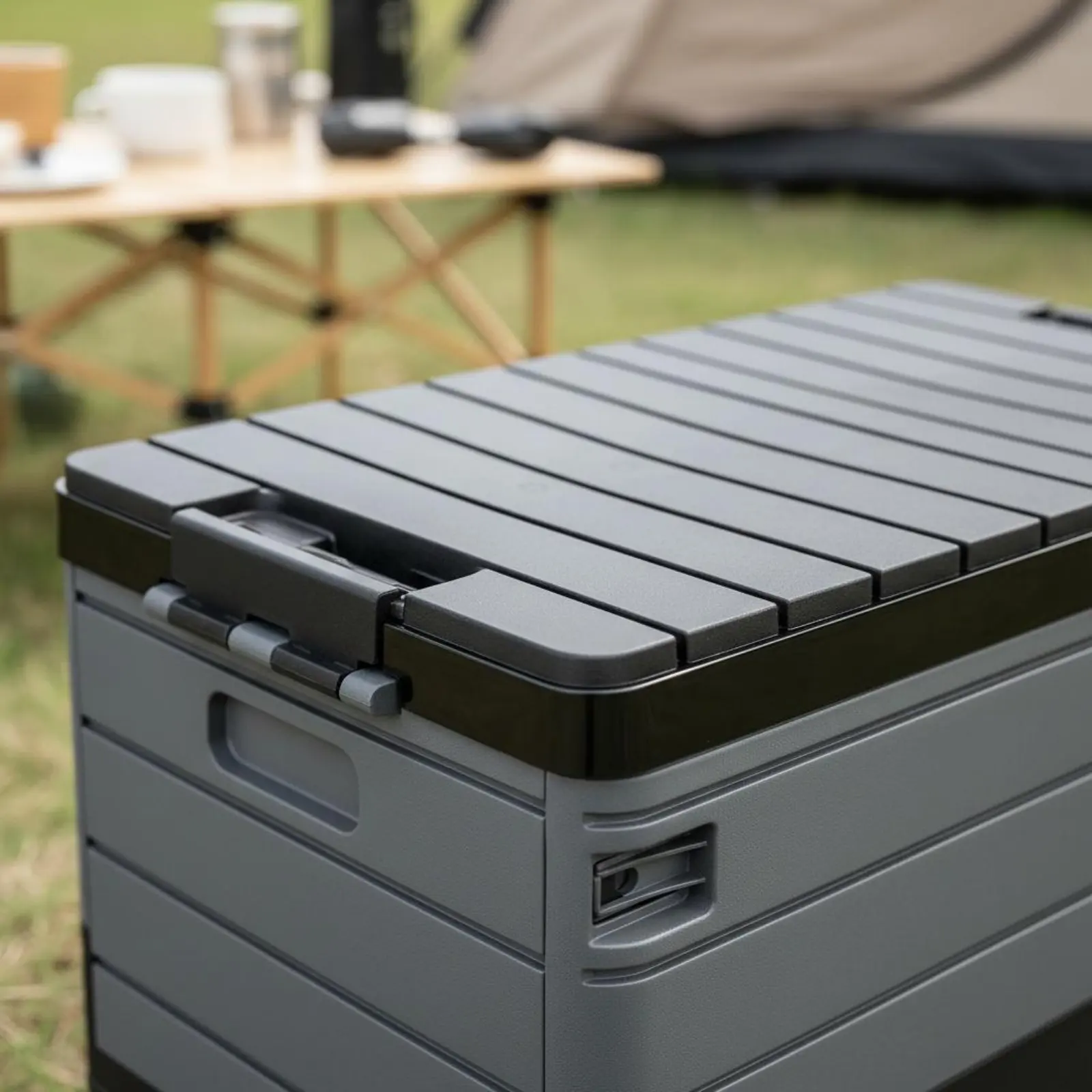 

Foldable Storage Crate with Lid Sturdy Foldable Storage Box with Lid Foldable Car Organizer Reinforced Bottom for Camping