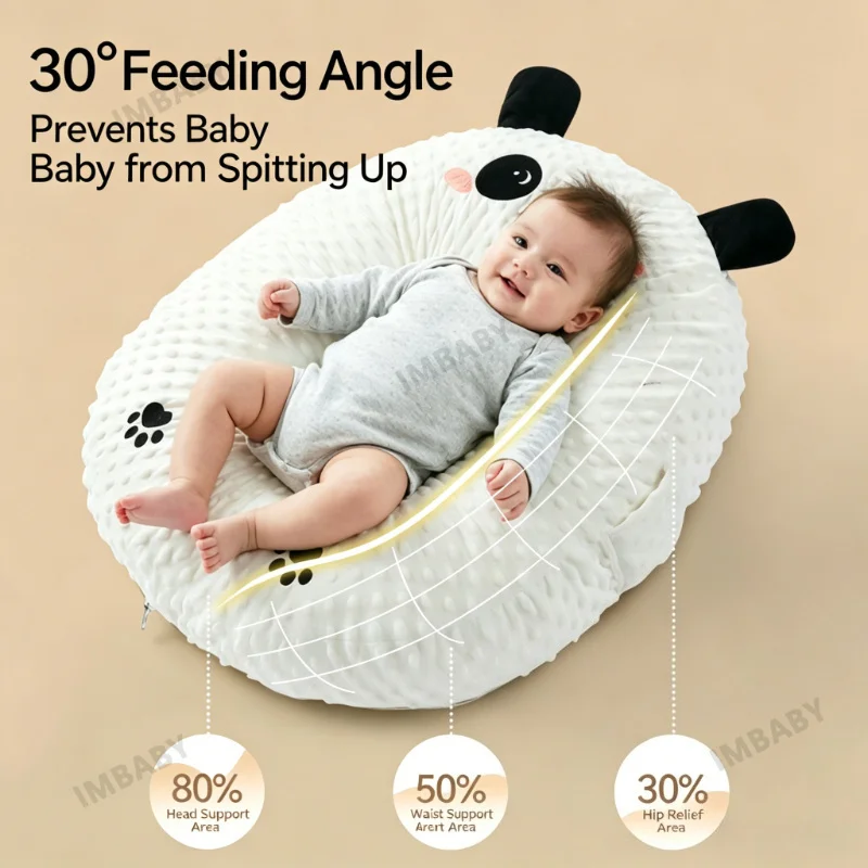 IMBABY Baby Anti-Reflux Pillow 30°Incline Cushion for Baby Feeding Pillow Back Support Pad Multi Functional with Removable Cover