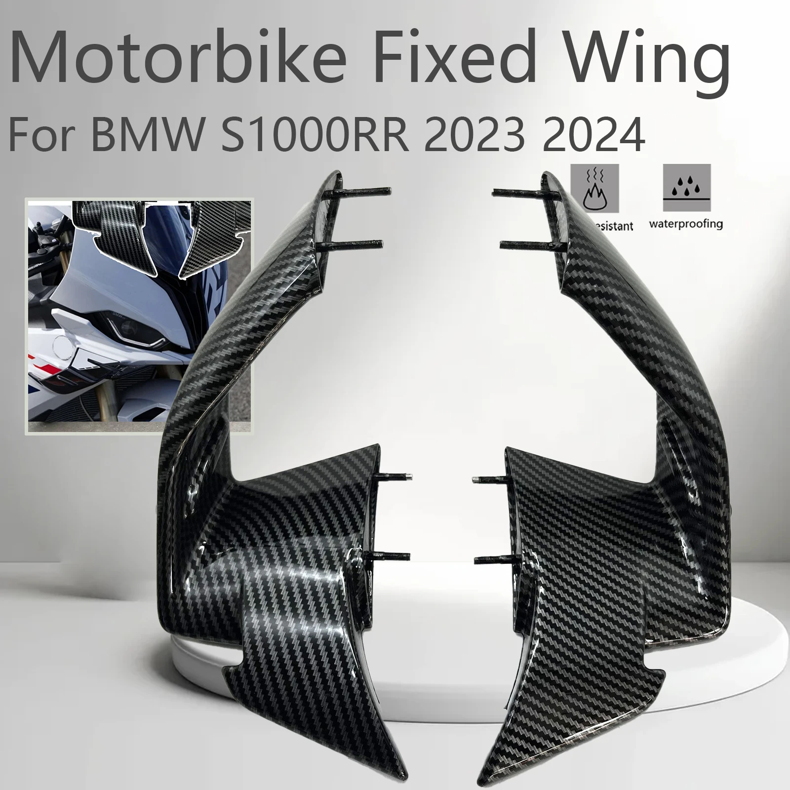 Motorcycle Accessories Fairing Side Winglet Aerodynamic Wing Deflector Spoiler ABS Carbon Fiber For BMW S1000RR 2023 2024