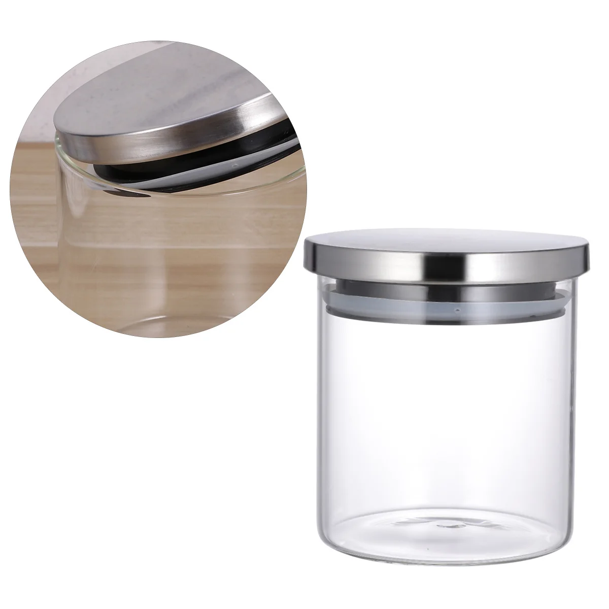 

Glass Sealed Jar Airtight Food Storage Container with Stainless Steel Lid for Dry Fruits Snacks Nuts Grains Tea Coffee