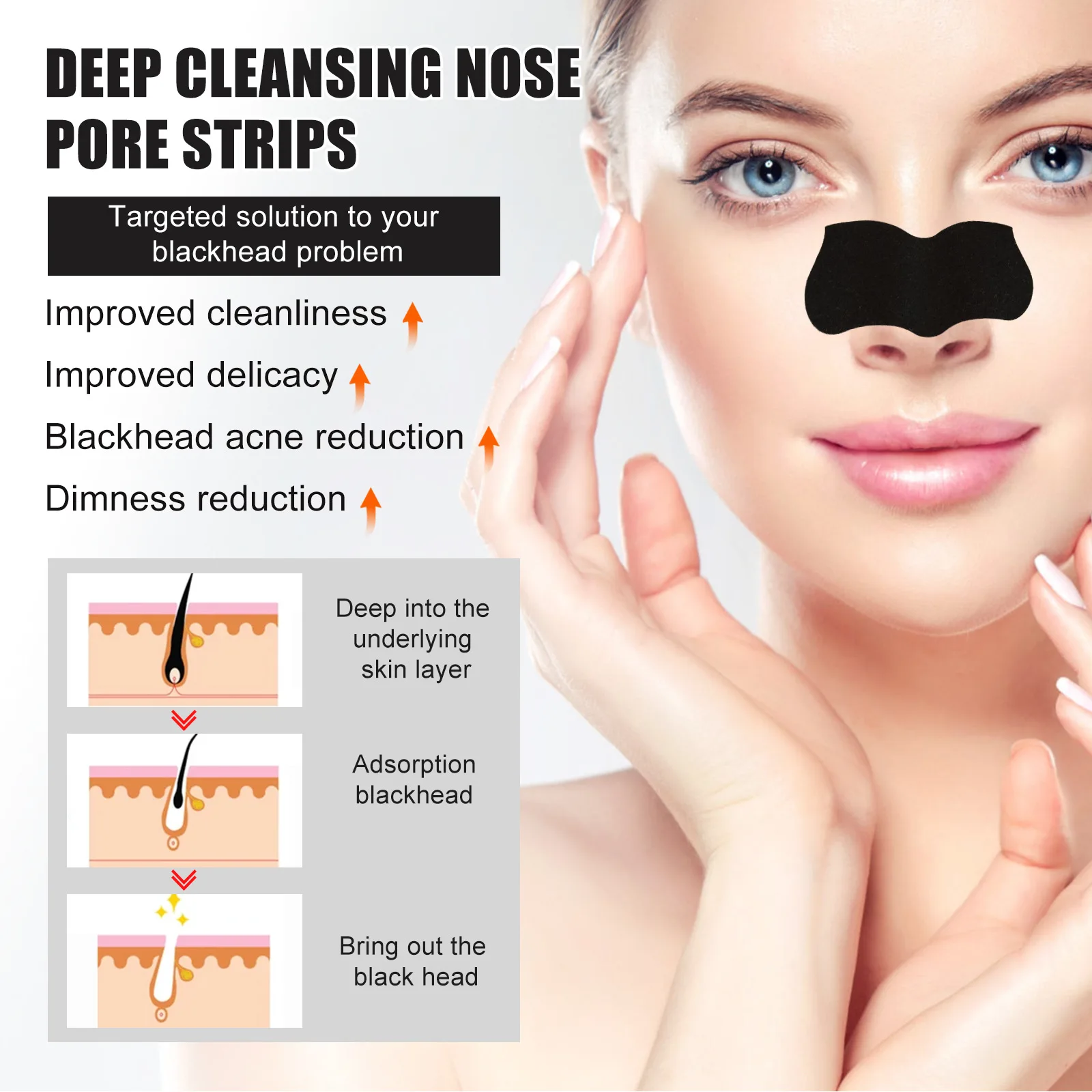 50pcs Nose Blackhead Remover Sticker Acne Treatment Mask Nose Sticker From Black Dots Cleaner Nose Pore Deep Cleaning Skin Care