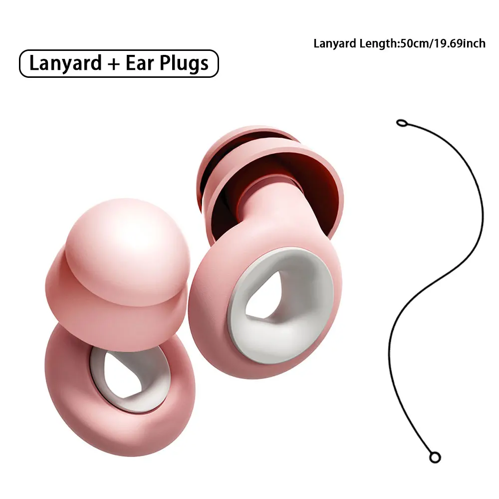 Double‑layer Soft Silicone Earplugs With Silicone Lanyard Anti‑noise Ear Plugs For Outdoor Gathering Swimming Noise Disturbance